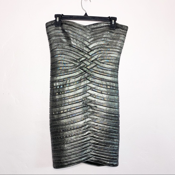 BCBG Silver Metallic Bandage Dress size Small - Picture 2 of 8